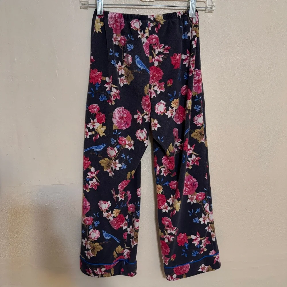 BedHead Pajama Set Button Down‎ Shirt & Pants Women's XS Floral Comfy Grey Pink